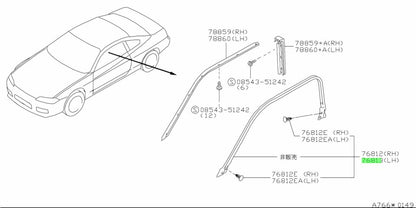 Genuine Nissan Silvia S15 LH Upper Door Weatherstrip